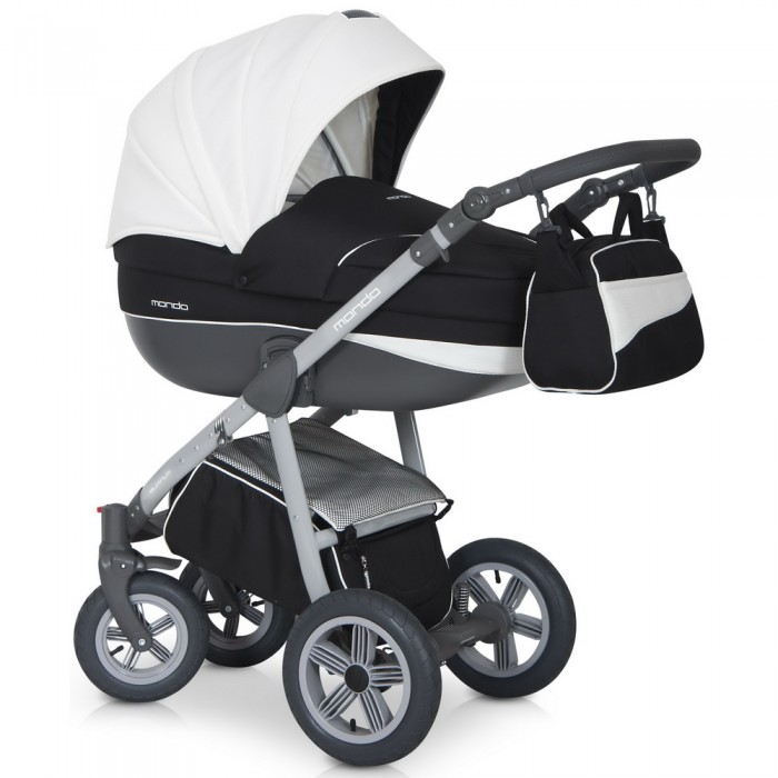 Детская универсальная коляска Riko Mondo Grey Line 3 в 1 - black/white